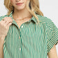 STRIPED KELLY GREEN BUTTON-DOWN TOP