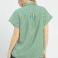STRIPED KELLY GREEN BUTTON-DOWN TOP