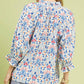 AZURE MIX FLORAL BUTTON TOP
