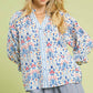 AZURE MIX FLORAL BUTTON TOP
