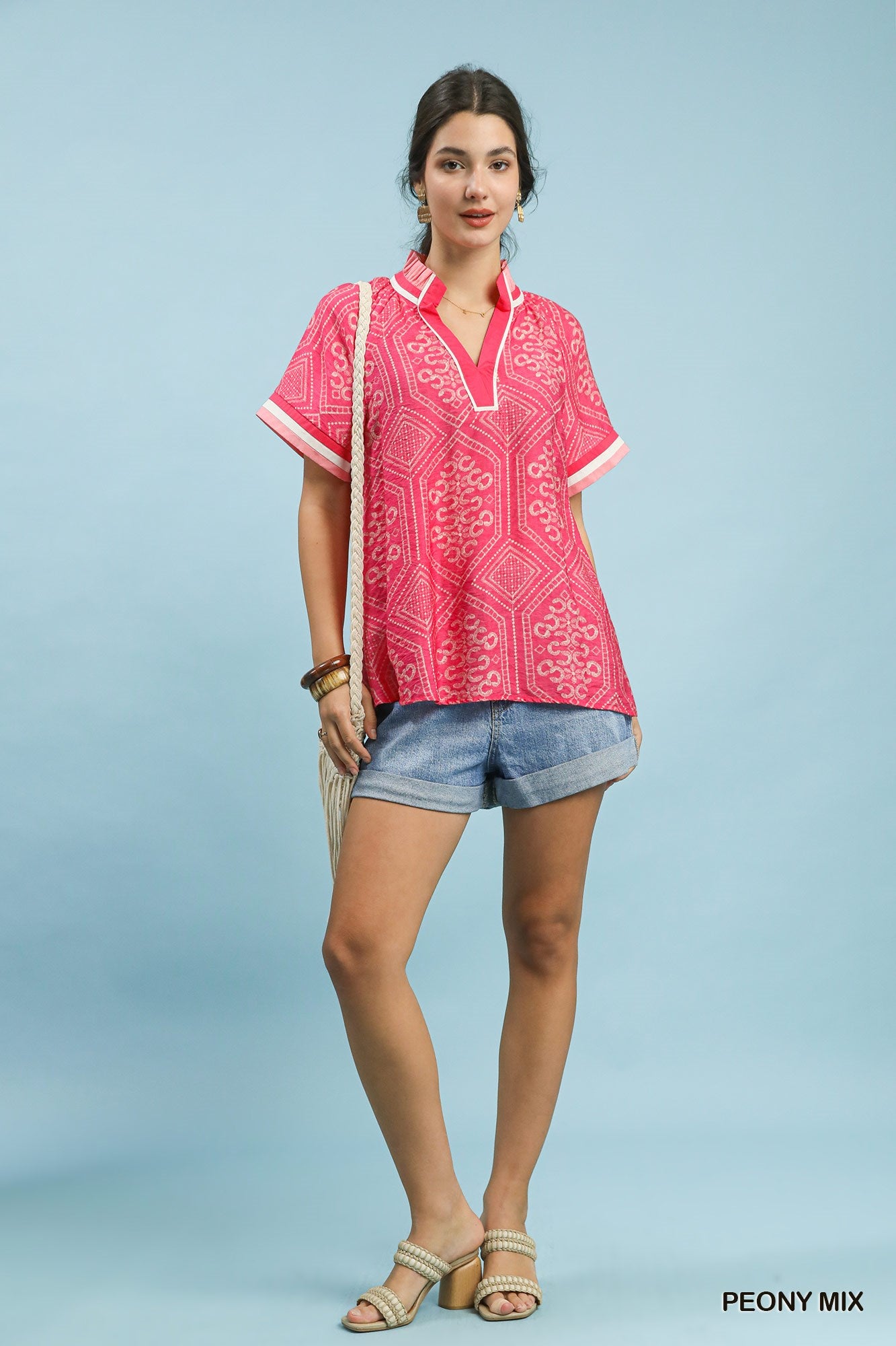 GEOMETRIC PRINT PEONY MIX TOP