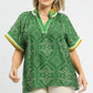 GEOMETRIC PRINT GREEN MIX TOP