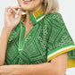 GEOMETRIC PRINT GREEN MIX TOP