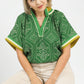 GEOMETRIC PRINT GREEN MIX TOP