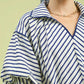 CHEVRON COLLARED NAVY TOP