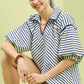 CHEVRON COLLARED NAVY TOP