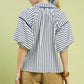 CHEVRON COLLARED NAVY TOP