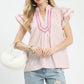 PINK STRIPED FLUTTER TOP
