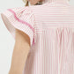 PINK STRIPED FLUTTER TOP