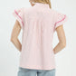 PINK STRIPED FLUTTER TOP