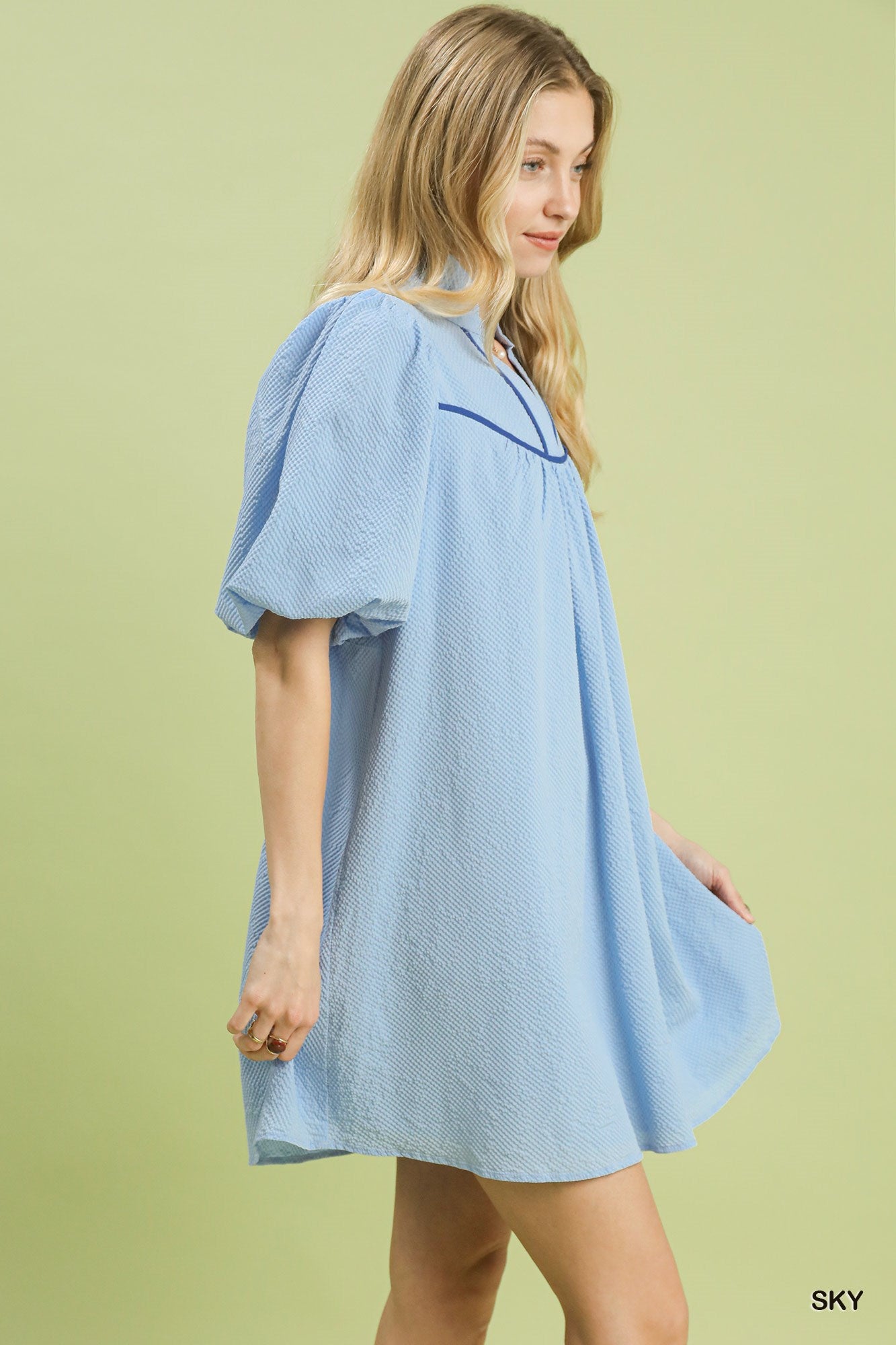 EYELET SKY MIX DRESS