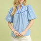 EYELET MIX BLUE TOP