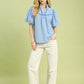 EYELET MIX BLUE TOP