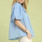 EYELET MIX BLUE TOP