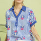 BOHO EMB BLUE TOP