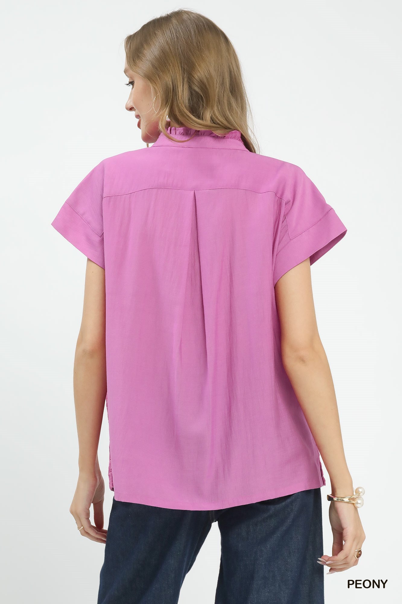 LACE BUTTON PEONY TOP