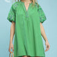 EMB PUFF SWING APPLE GREEN DRESS