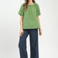 STITCHED ROUND NECK SAGE TOP