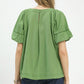 STITCHED ROUND NECK SAGE TOP