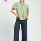 EMB PUFF SLEEVE GREEN TOP