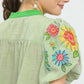 EMB PUFF SLEEVE GREEN TOP