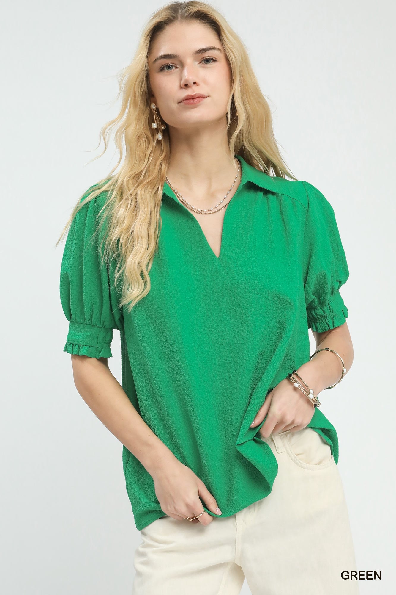 COLLAR FUCHSIA GREEN TOP