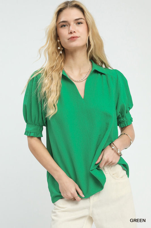 COLLAR FUCHSIA GREEN TOP