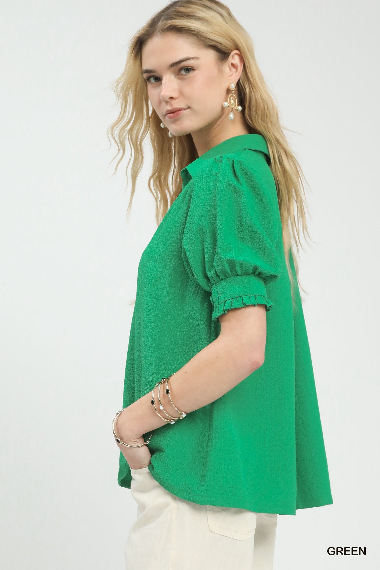 COLLAR FUCHSIA GREEN TOP