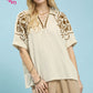 EMBROIDERED SS CREAM TOP