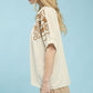 EMBROIDERED SS CREAM TOP
