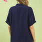 FLORAL SLEEVE NAVY TOP