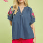 BOHO EMB DENIM TOP