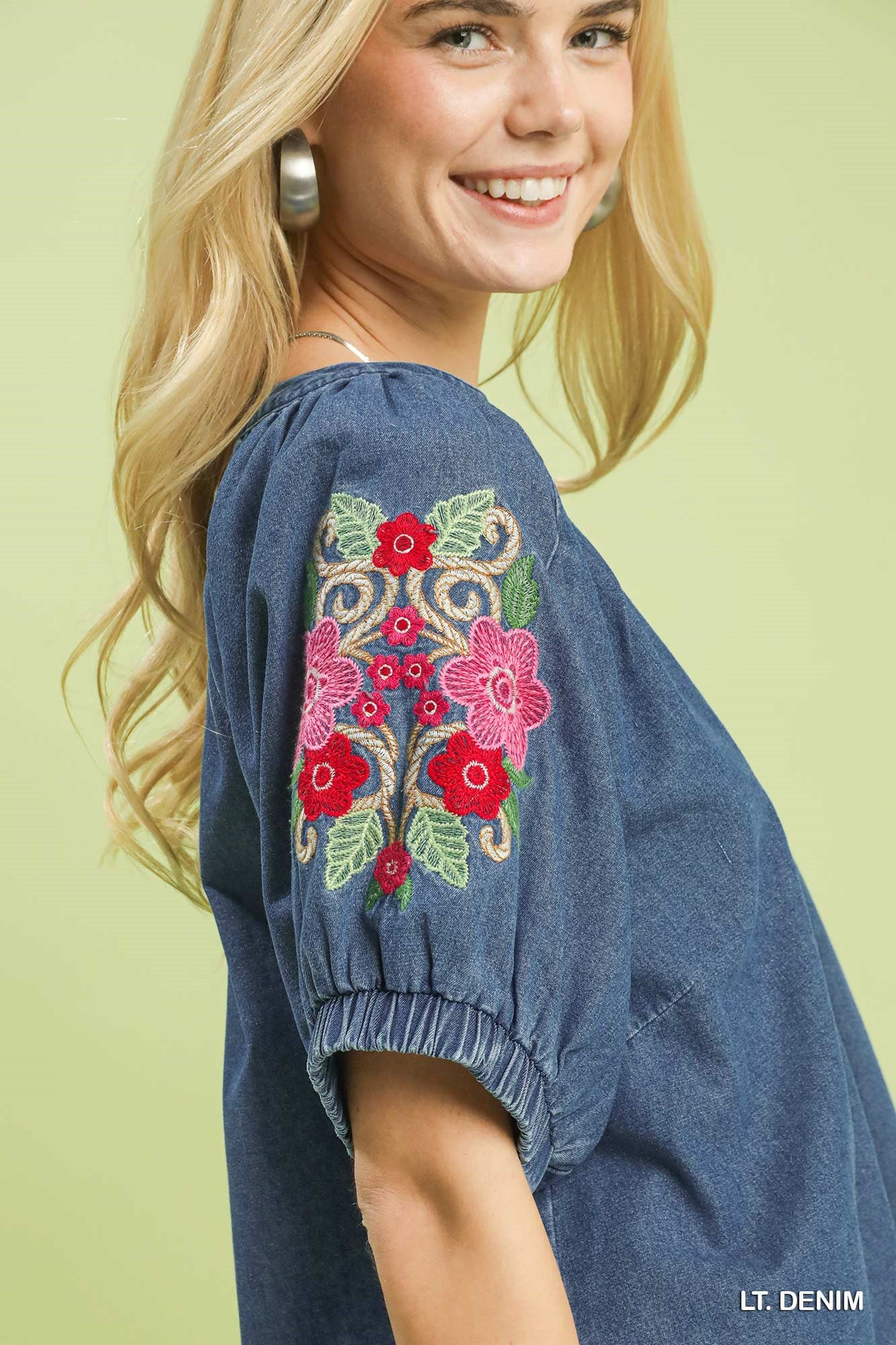 BOHO EMB DENIM TOP