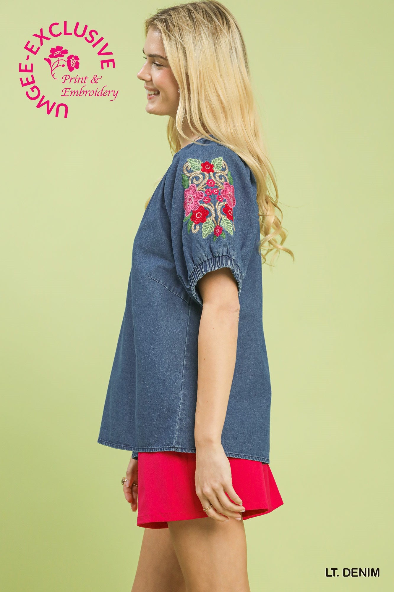 BOHO EMB DENIM TOP