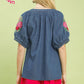 BOHO EMB DENIM TOP