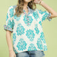 MIX BOHO SMOCK BLUE MIX TOP