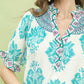 MIX BOHO SMOCK BLUE MIX TOP