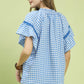 GINGHAM LACE BLUE TOP