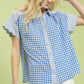 MIXED GINGHAM BLUE TOP