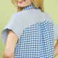 MIXED GINGHAM BLUE TOP