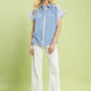 MIXED GINGHAM BLUE TOP