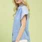 MIXED GINGHAM BLUE TOP