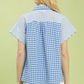 MIXED GINGHAM BLUE TOP
