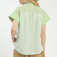MIXED GINGHAM SAGE TOP