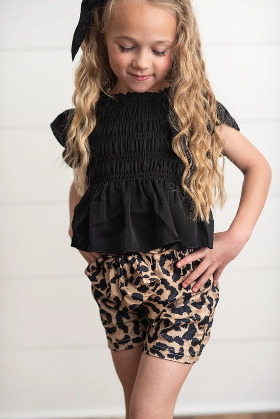 LEOPARD BOW SHORT SET