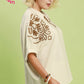 EMBROIDERED SS CREAM TOP
