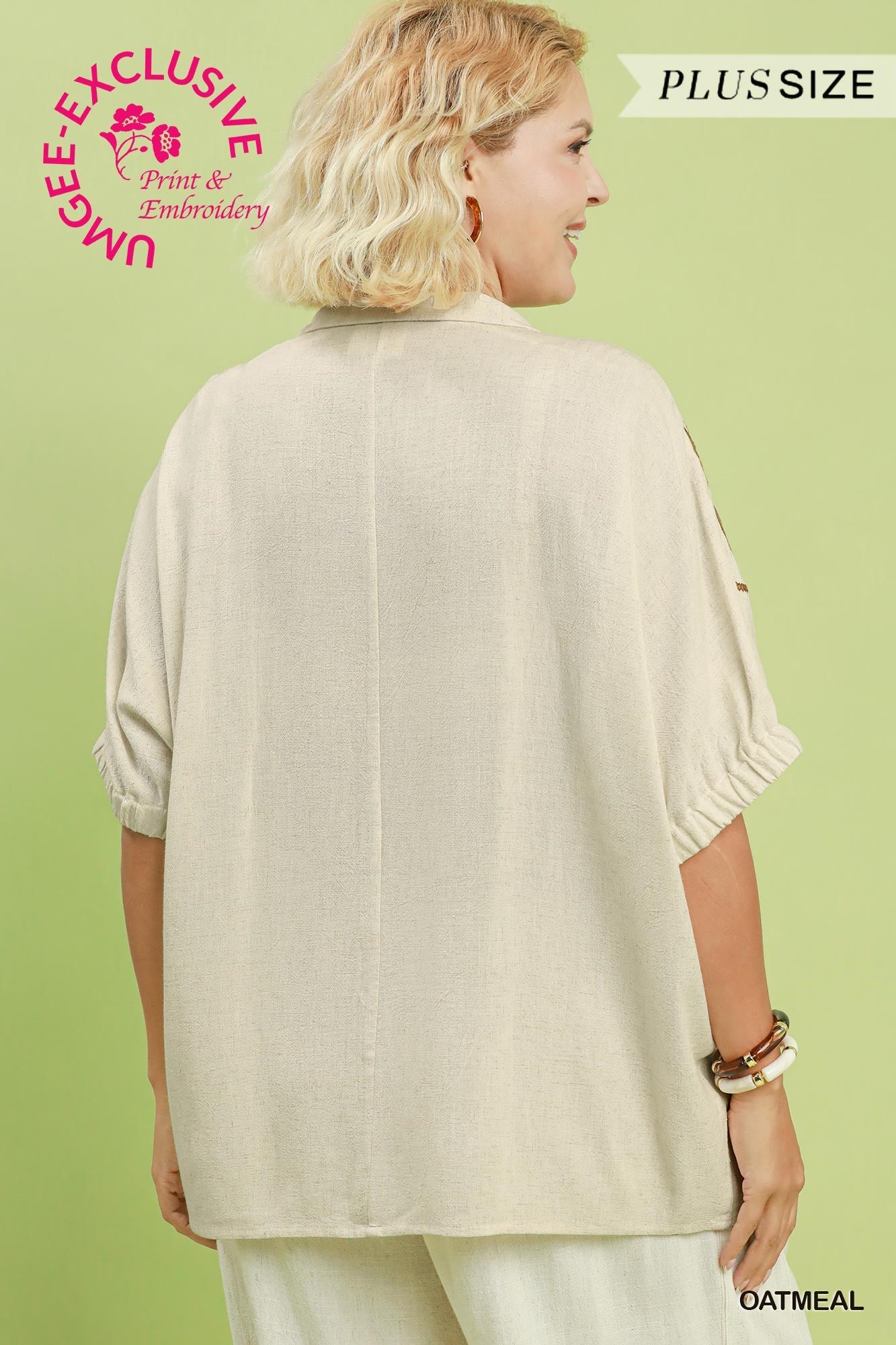 EMBROIDERED SS CREAM TOP