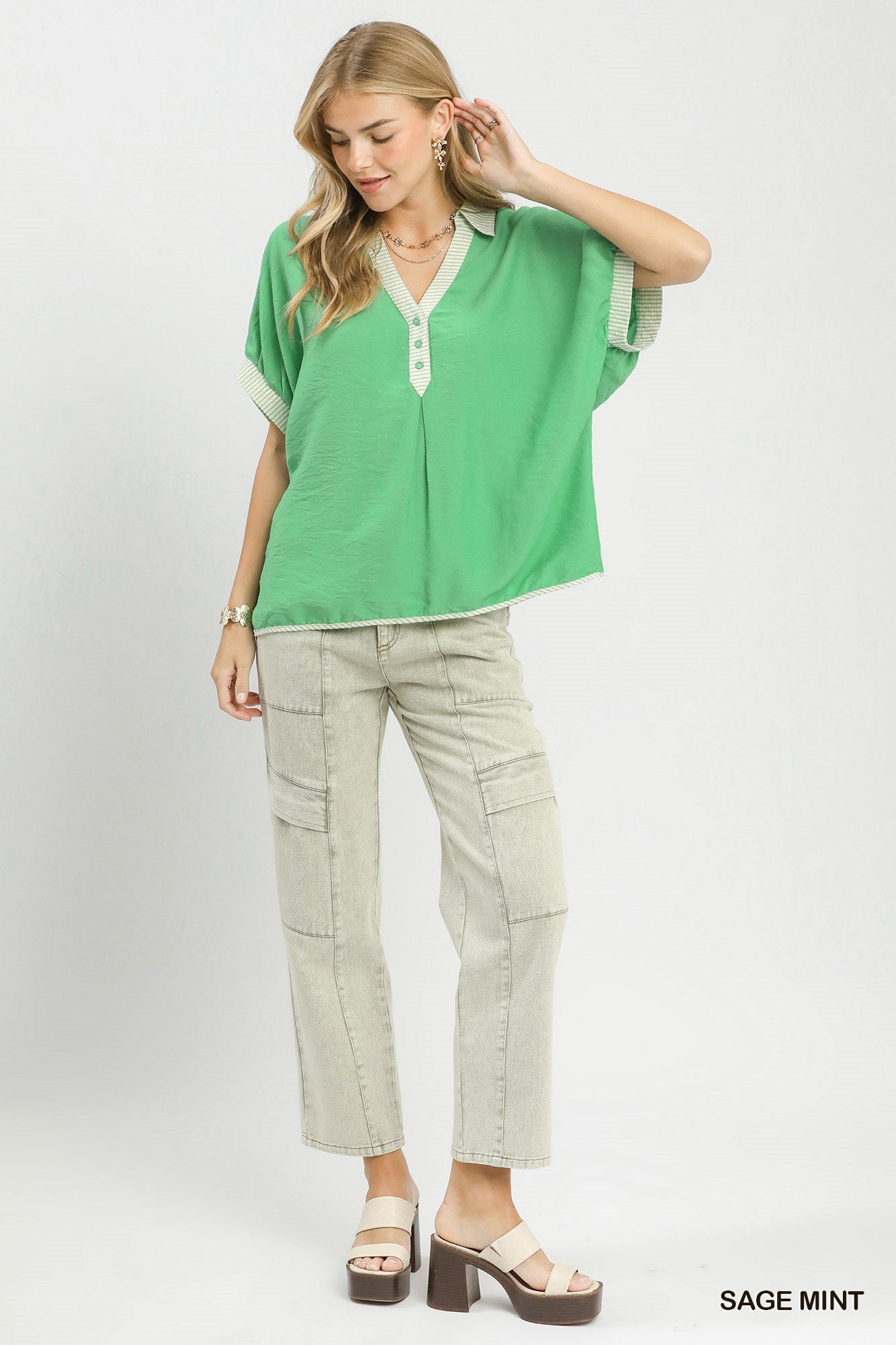 CONTRAST SAGE MINT TOP