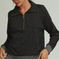 POLKA-DOT BLACK/CREAM ZIP TOP