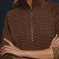 POLKA-DOT BROWN/YELLOW ZIP TOP